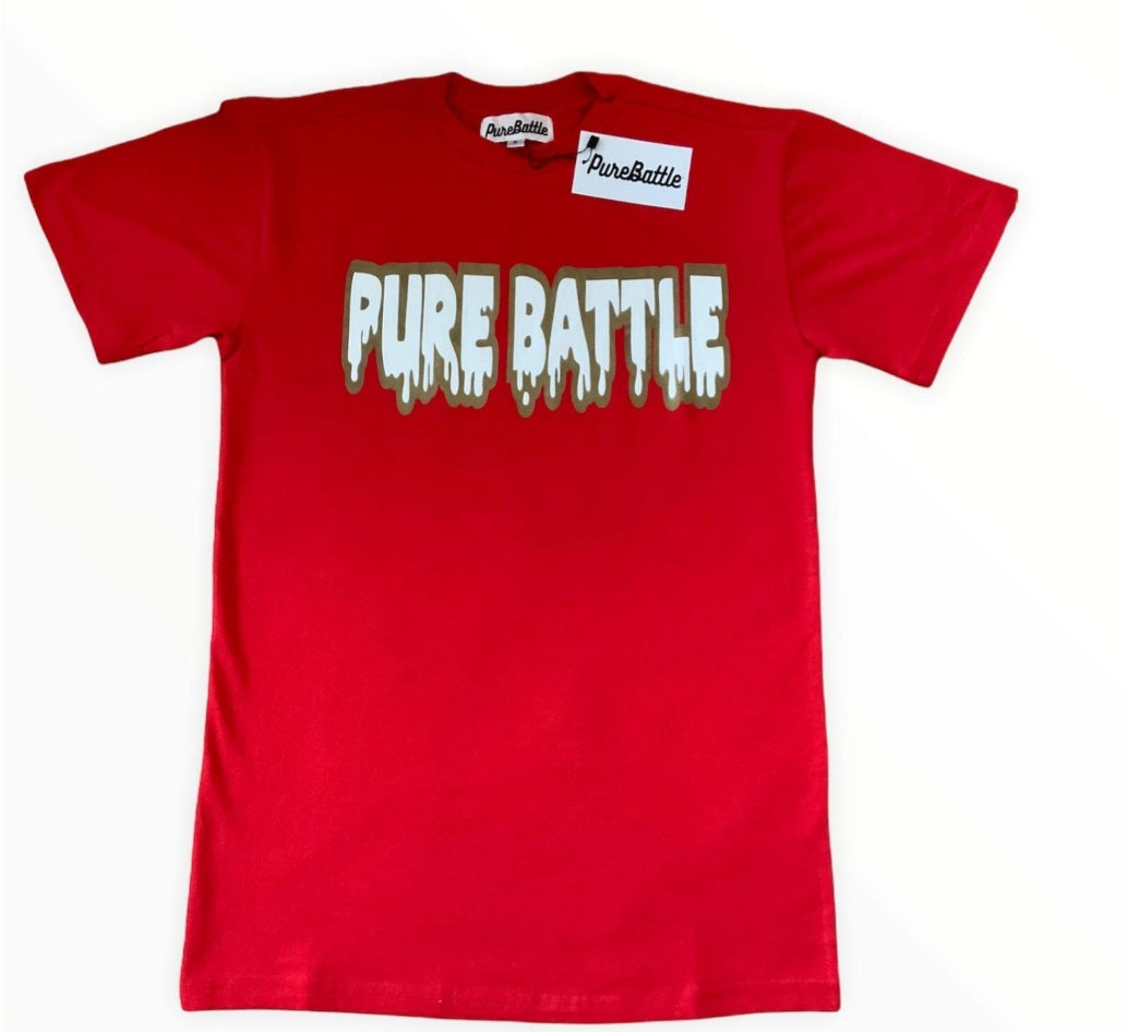 "UNPREDICTABLE" RED TEE ( GOLD TONE)